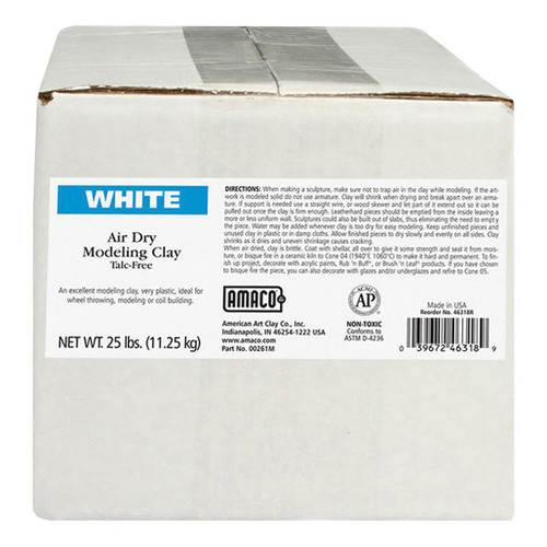 An image of Amaco White Air Dry Clay, 25 Lb.