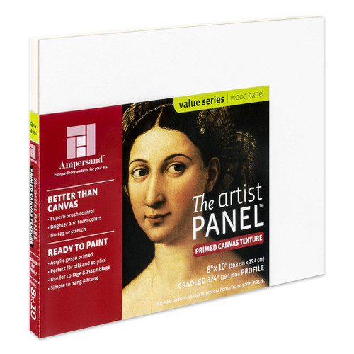 An image of an Ampersand Primed Canvas Texture Artist Panels, 3/4" Cradled Profile.