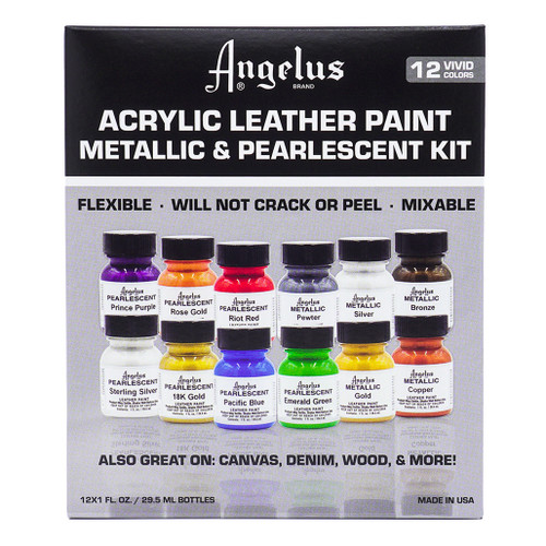 An image of an Angelus Leather Paint Metallic & Pearlescent Kit.