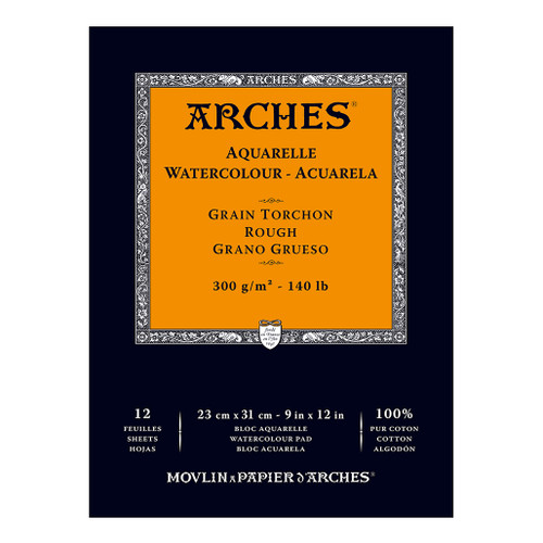 Arches has a tradition of creating high-quality papers for over five centuries. Arches Watercolor Pads contain mold-made paper from the Arjomari Mills of France. These watercolor pads are glued on one edge allowing you to tear out pages as you go at just the size you need.