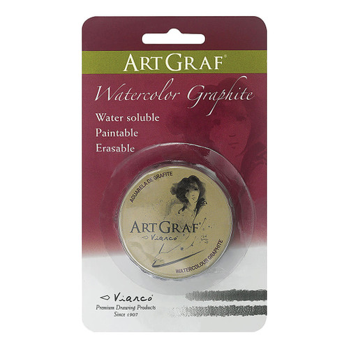 An image of a Viarco ArtGraf Water-Soluble Graphite Tin carded.