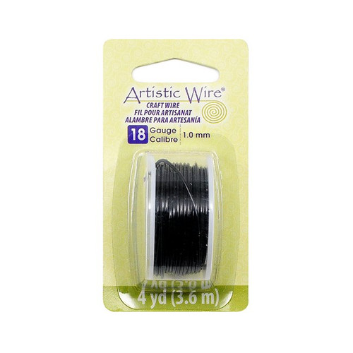 An image of Artistic Wire 18 Gauge, Black, 4 Yards.