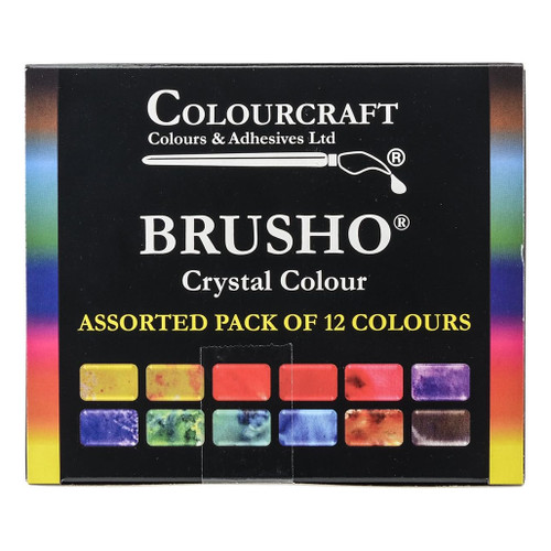 An image of a Colourcraft Brusho Crystal 12-Color Set.
