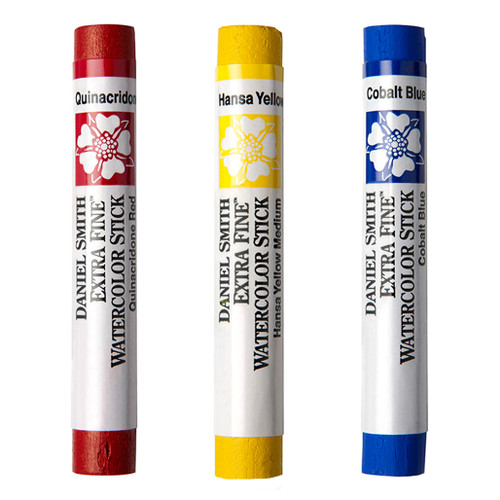 An image of three Daniel Smith Extra Fine Watercolor Sticks.