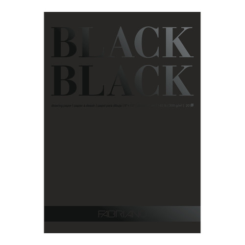 Fabriano Black Black Pads feature a rich black surface ideal for pencil, pastel, mixed media application, light water media, gel pens, or markers. It's also a great paper for paper crafting, portfolio presentation, and creating extra black matboards. Glued on top. 140 lb (300 gsm) weight. 20 sheets.