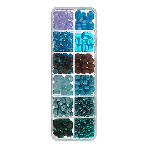 An image of a John Bead Czech Glass Bead Box Santorini Coast Mix.