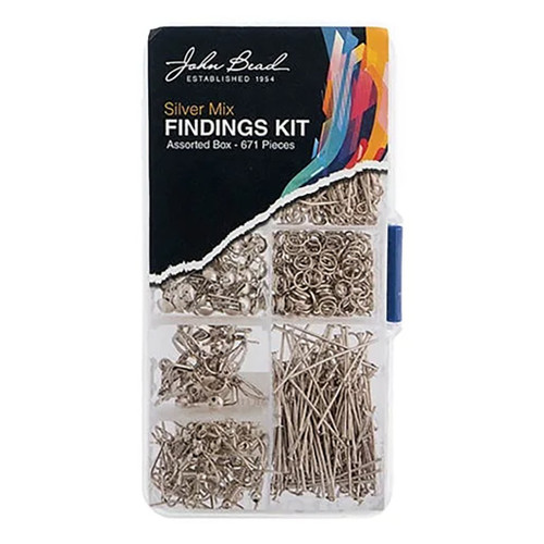 An image of a John Bead Silver Findings Box, 671 Pieces.