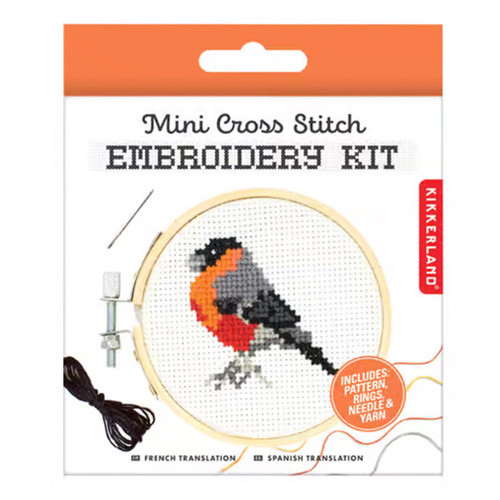 An image of a Kikkerland Bird Mini Cross Stitch Embroidery Kit.