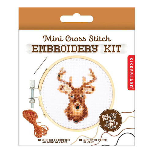 An image of a Kikkerland Deer Mini Cross Stitch Embroidery Kit.