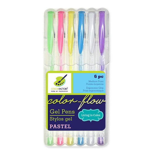 An image of a Multicraft Living In Color Color-Flow 6-Color Pastel Gel Pen Set.