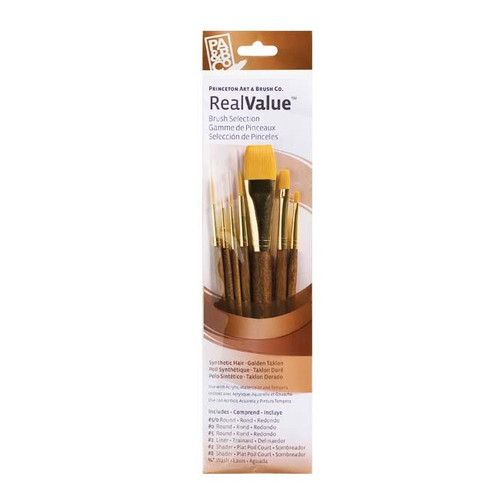 An Image of Princeton RealValue Brush Sets #9139 Golden Taklon, Set of 5