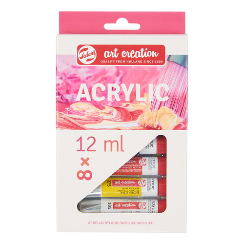 An image of a Talens Art Creation 8-Color Acrylic Paint Set, 12 ml.