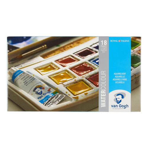 An image of Van Gogh Watercolor Painting Box, 18 Colors.