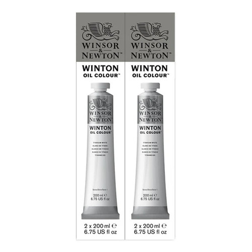 An image of Winsor & Newton Winton Oil Color, 200ml Titanium White, 2 Pack.